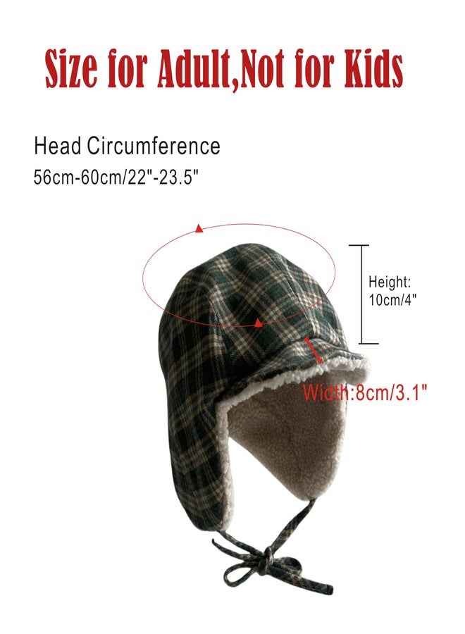 kilsel Reversible Winter Hat with Ear Flaps for Men Women Adult,Ladies Plaid Hat,Lamb Wool Lining Beanie Not for Kids - Image 2